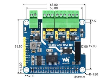 2-канальный RS485 CAN HAT (B) с несколькими функциями защиты