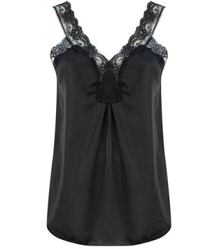 Długi top na ramiączkach satynowy koronka XL/2XL