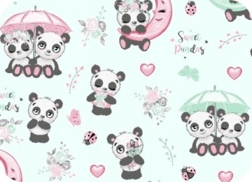 Pielucha Flanelowa 70x80 Panda Mięta