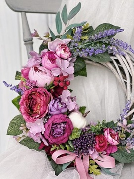 ОСЕННИЙ ВЕНОК ДЛЯ ДВЕРИ, ЦВЕТОЧНЫЙ ПЛЕТЕННЫЙ КРЕМ, ЛАВАНДА, ОБОГРЕВАТЕЛИ