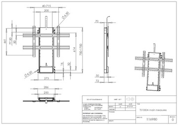 Подъемник для телевизора TS1000A подъемник 75-175 см/100 кг