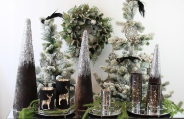 Заснеженная елка из джута с шишками H90 DEcodomi