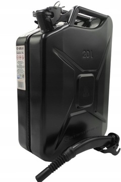 CZARNY KANISTER metalowy 20L+LEJEK BENZYNA DIESEL