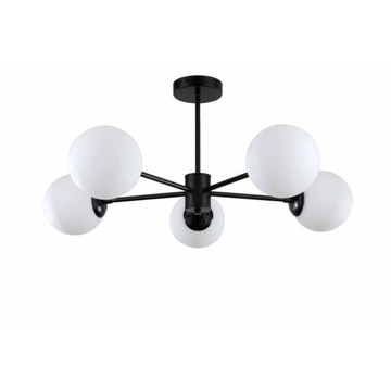 LIGHT PRESTIGE ROMA LP-1345/5P BK LAMPA SUFITOWA CZARNA MATOWA KULE BIAŁE