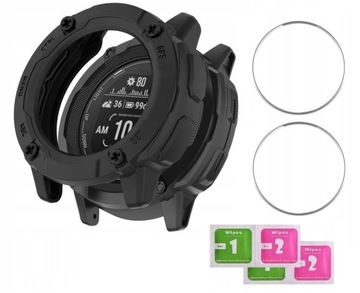 Etui Silikonowe +2xSzkło Hartowane 9H do Garmin Instinct 2X Solar/ Tactical