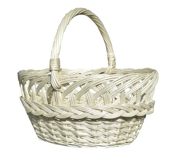 Wiklinowy KOSZYCZEK WIELKANOCNY KOSZ na ŚWIĘCONKĘ KWIATY beż/ecru