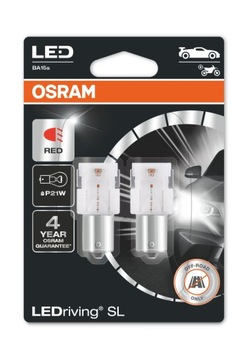 ŻARÓWKA LEDRIVING SL P21W CZERWONA BLISTER 2 SZT LED (BRAK ECE)