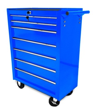 Тележка для инструментов, шкаф для мастерской с 7 ящиками, ПОДНЯТЫЙ, синий
