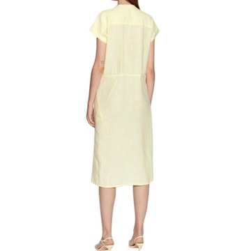 -36% TOMMY HILFIGER SUKIENKA LINEN MIDI ŻÓŁTA 38