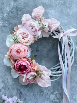 ЦВЕТОЧНЫЙ ВЕНОК ВЕСЕННЕЕ ТВОРЕНИЕ ДЛЯ СТОЛА ДВЕРЬ ПЛЕТЕНЫЙ ВЕНОК