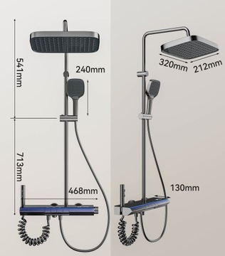 Prysznic natynkowy podświetlany Nano Cosmo Inox