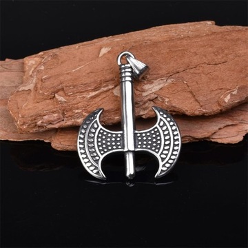 Stalowy Naszyjnik Męski Z Dwustronnym Toporem 55