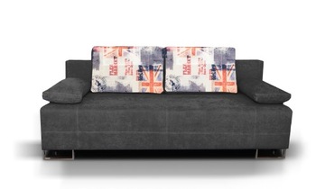 SOFA KANAPA OPTIMA ciemnoszara ze wzorem flaga z funkcją spania sprężyny