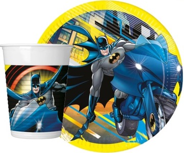 ZESTAW URODZINOWY KUBKI TALERZYKI BATMAN 16szt