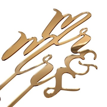 Topper toper na tort napis Mr & Mrs dekoracja na ślub wesele różne kolory