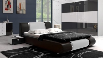 NOWOŚĆ ŁÓŻKO LUXURY 120x200 CZARNO-BIAŁE +POJEMNIK