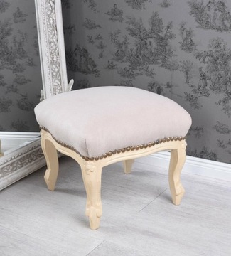 Taboret Tapicerowany Szary Shabby Chic