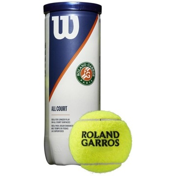 PIŁKA TENIS ZIEMNY WILSON ALL COURT ROLAND GARROS ITF ZESTAW 3 SZT
