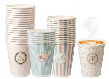 ОДНОРАЗОВЫЕ БУМАЖНЫЕ Стаканчики ДЛЯ КОФЕ И ГОРЯЧИХ НАПИТКОВ 250мл - ПАСТЕЛИ