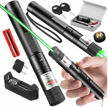 LASER WSKAŹNIK LASEROWY MOCNY ZIELONY PUNKTOWY AKUMULATOR ŁADOWARKA 4w1