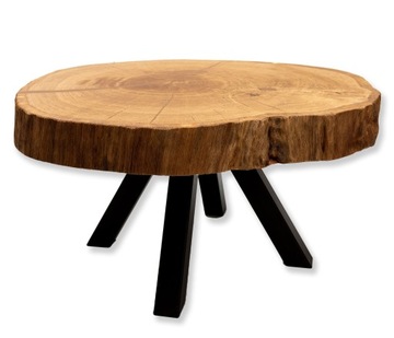 DĘBOWY STOLIK KAWOWY PLASTER DREWNA DĄB 70 CM