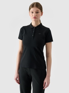 KOSZULKA POLO 4F DAMSKA POLÓWKA CZARNA BASIC BAWEŁNIANA MIĘKKA I TRWAŁA