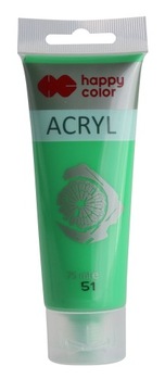 Farba akrylowa 75ml, jasno zielony, Happy Color 51