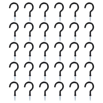 Винты с крючком-чашкой Черные вкручивающиеся крючки 60 шт.