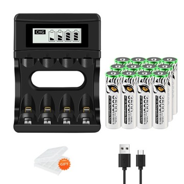 12 SZTUK 1.5 V 3500 mWh AA Akumulator litowo-jonowy z ładowarką baterii