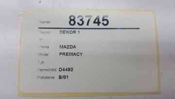 RÁMEČEK RÁDIOVÁ RÁDIO 1/2 DIN MAZDA 5 2005-2010