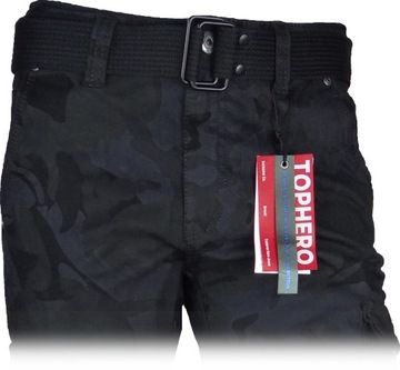 ЧЕРНЫЕ КАМО Эластичные брюки-карго с поясом Различные размеры r34 IT/Th-1