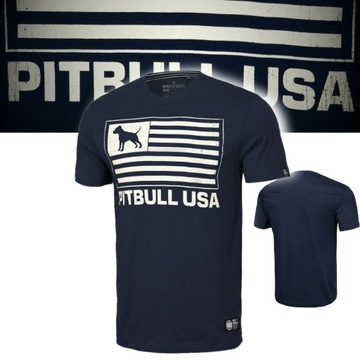 PITBULL T-SHIRT LEKKA KOSZULKA MĘSKA NADRUK USA BAWEŁNA 170g GRANATOWA S