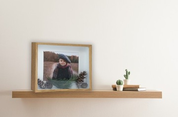 3D фоторамка в глубоком ящике 28х35см дуб