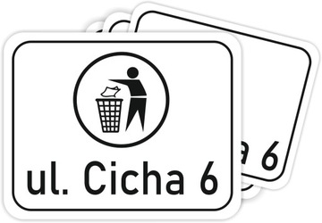 NAKLEJKI NA KOSZ na śmieci z ADRESEM ULICA i NUMER DOMU posesji 5szt