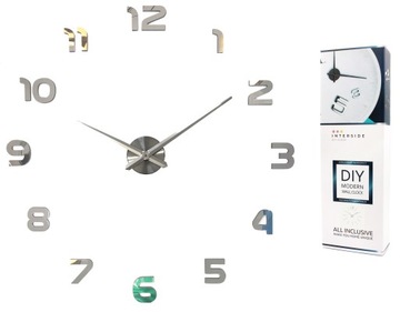 ZEGAR ŚCIENNY NOWOCZESNY DUŻY 70-130 CM ŚCIANĘ NAKLEJANY LUSTRZANY 3D DIY