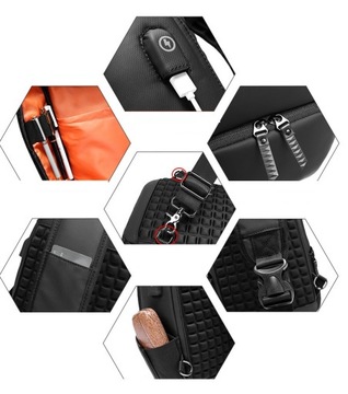 Plecak na jedno ramię laptop tablet USB (I305)