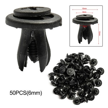 50 X karoseria 6mm otwór Dia ABS nity mocujące zde
