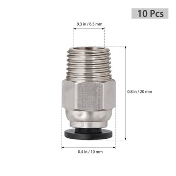 UEETEK 10шт PC4-M10 мужской прямой пневматический ПТФЭ