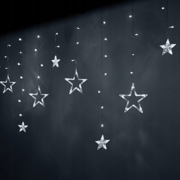 LAMPKI LED KURTYNA GWIAZDKI 2,5M 138LED ZIMNY BIAŁY