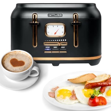 ВИНТАЖНЫЙ ТОСТЕР ЧЕРНЫЙ MUSE MS-131BC 1800ВТ 4 СЛОТА