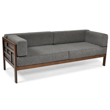 Современный деревянный садовый диван с подушками темно-коричневый графит EDEN