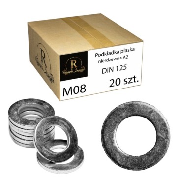 PODKŁADKA PŁASKA M8 DIN 125 NIERDZEWNA A2 20SZT