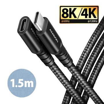 Удлинительный кабель Gen2 USB-C - USB-C 20Гбит/с PD 240Вт 5А в оплетке 1,5м