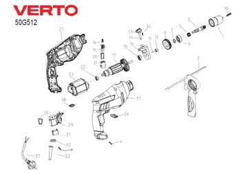 Набор держателей щеток Дрель VERTO 50G512