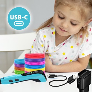 НАБОР 3D РУЧКИ ДЛЯ ДЕТЕЙ GIGA ПРИНТЕР + КАРТРИДЖИ 200 М 40х5 м