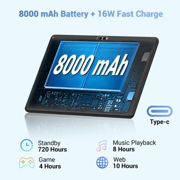 Планшет MAGCH 10,1 дюйма, 128 ГБ ПЗУ, 19 (8+11) ГБ ОЗУ, Android 13.0, WIFI — черный