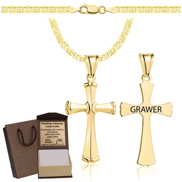ZŁOTY PEŁNY ŁAŃCUSZEK GUCCI Z KRZYŻYKIEM PR. 925 585 + GRAWER GRATIS