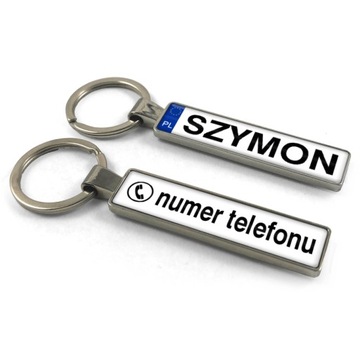Brelok personalizowany dla taty z imieniem i telefonem dwustronny