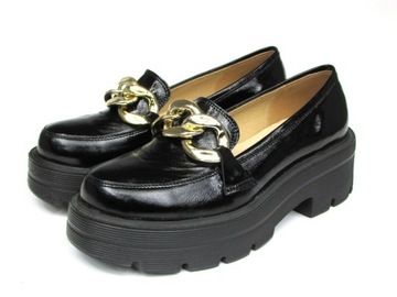 MOKASYNY NA LEKKIEJ TRAPEROWEJ PODESZWIE SKÓRA 35