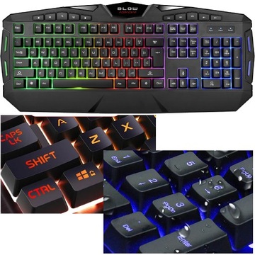 KLAWIATURA GAMINGOWA DLA GRACZY PODŚWIETLANA LED